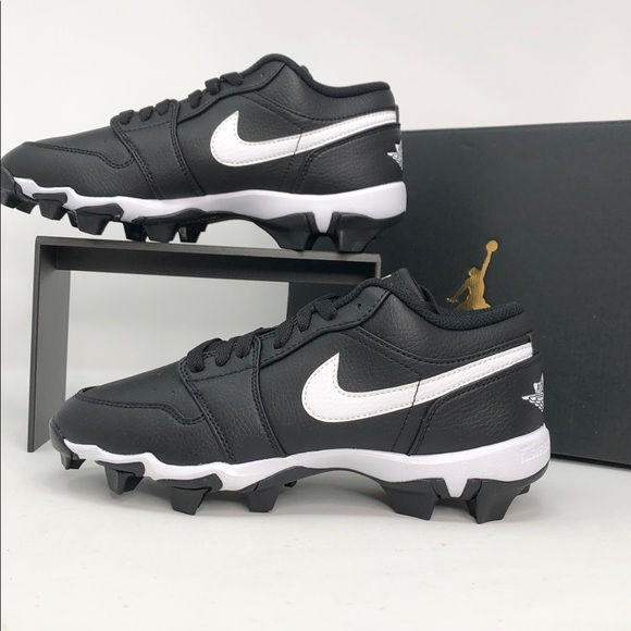 Air Jordan 1 Low Youth Cleat Black White HF6885-001 Youth Baseball- Size 5.5Y - Picture 3 of 8